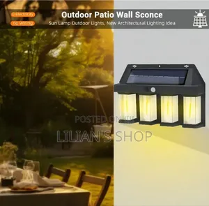 4-Bulb Solar-Powered Outdoor Wall Light