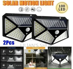 2pcs 100 LEDs Solar Outdoor Lights With Motion Sensor