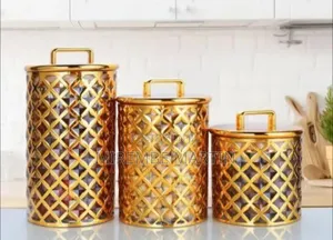 Set of 3 Decorative Glass Storage