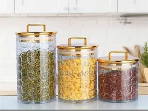 Set of 3 Decorative Glass Storage