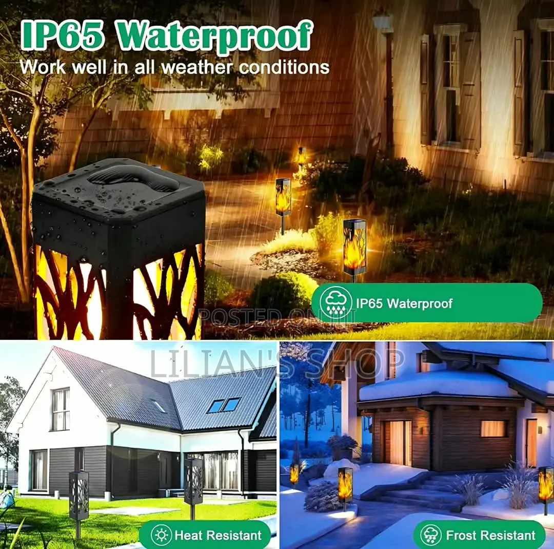 4pcs Solar-Powered LED Garden Torch Lights