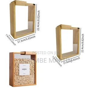 Bamboo Grain Dispenser With Tilt-Pour Lid for Kitchen Storage