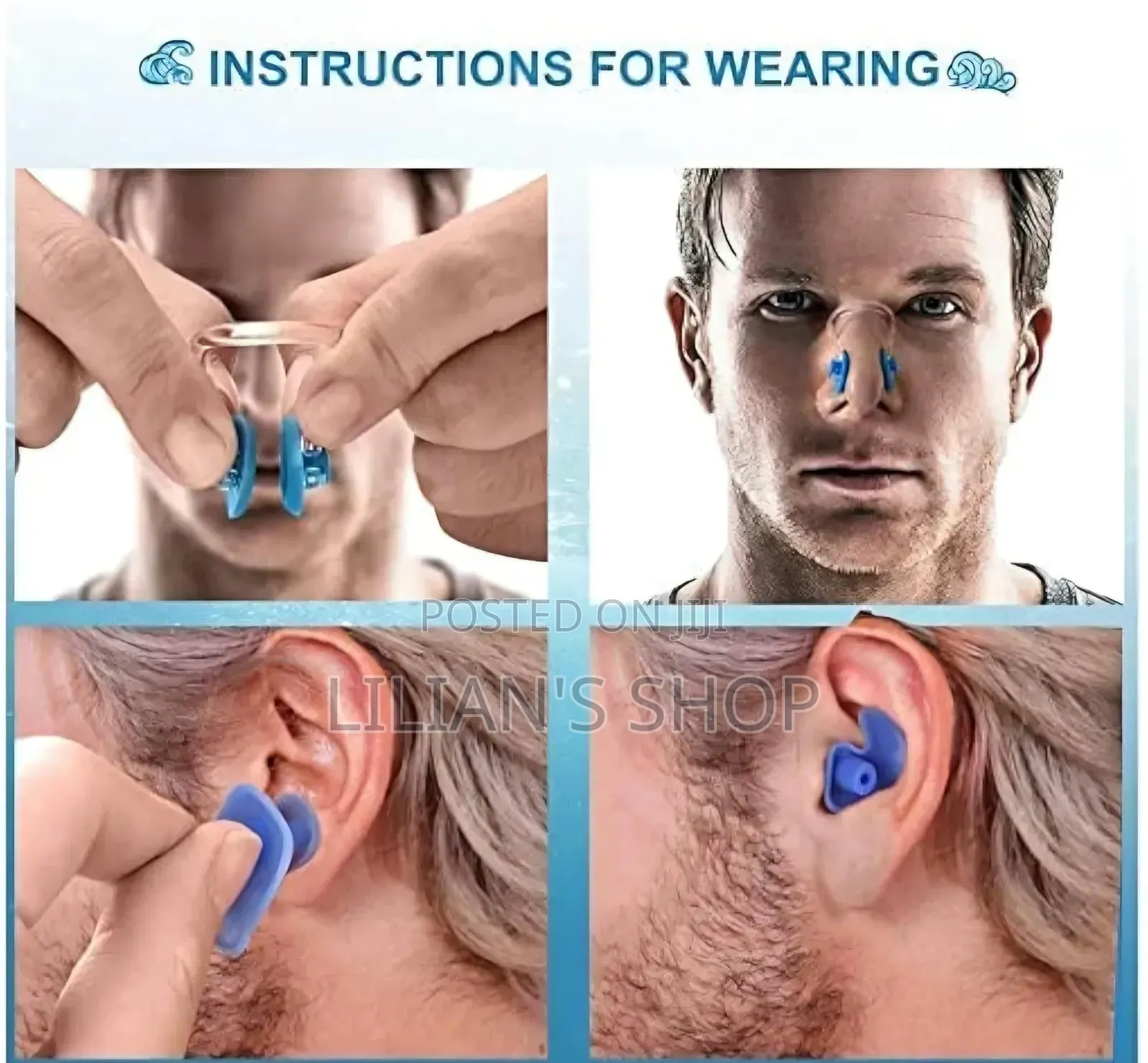 Reusable Swimming Ear Plugs With Nose Clip for Adults & Kids