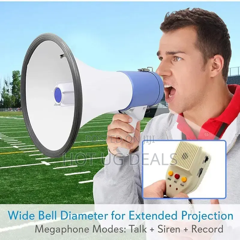 Professional 50W Handheld Megaphone With Detachable Microphone & Siren