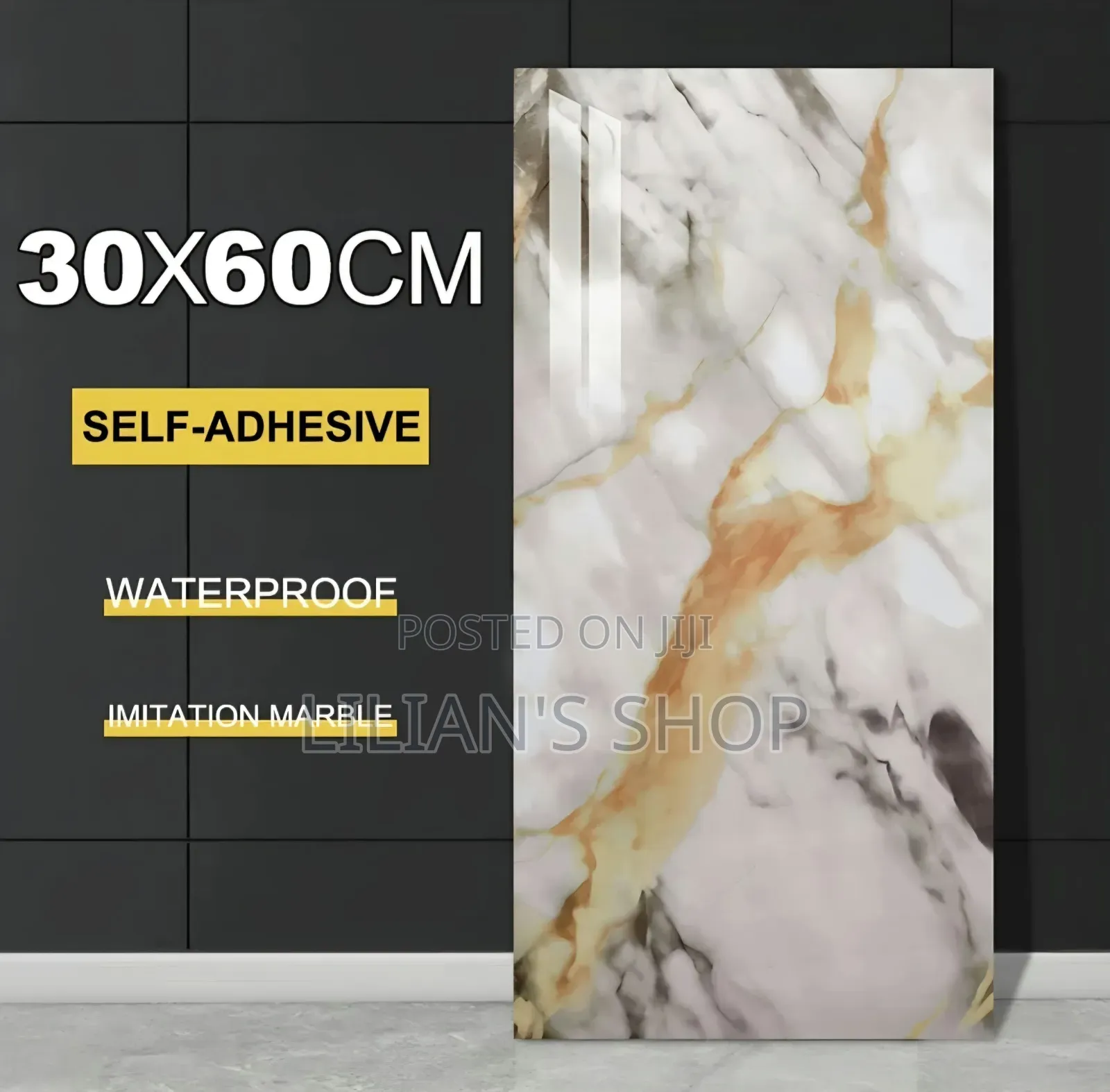 5pcs Marble Wallpaper PVC 3D  Self Adhesive Wall Sticker