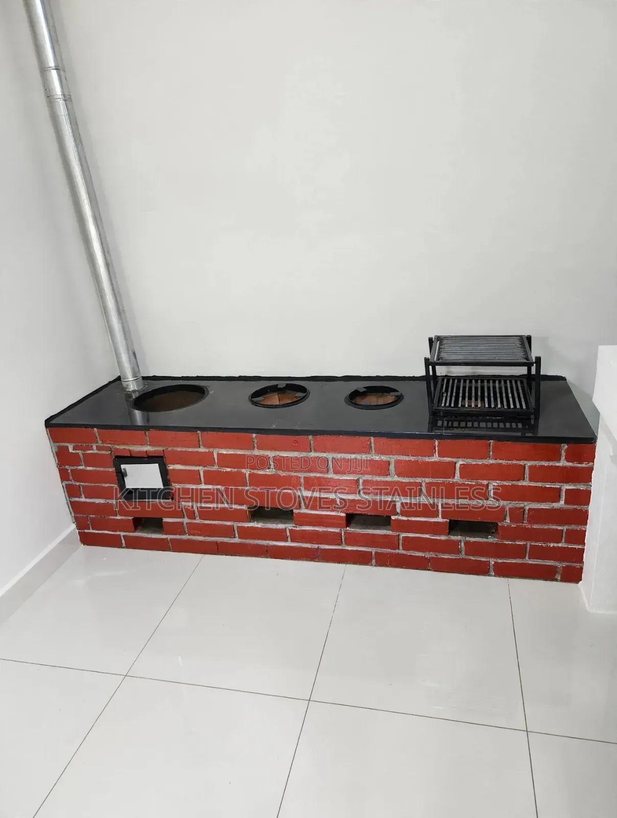 3-Burner Charcoal Stove With Chimney Pipe and aGrill