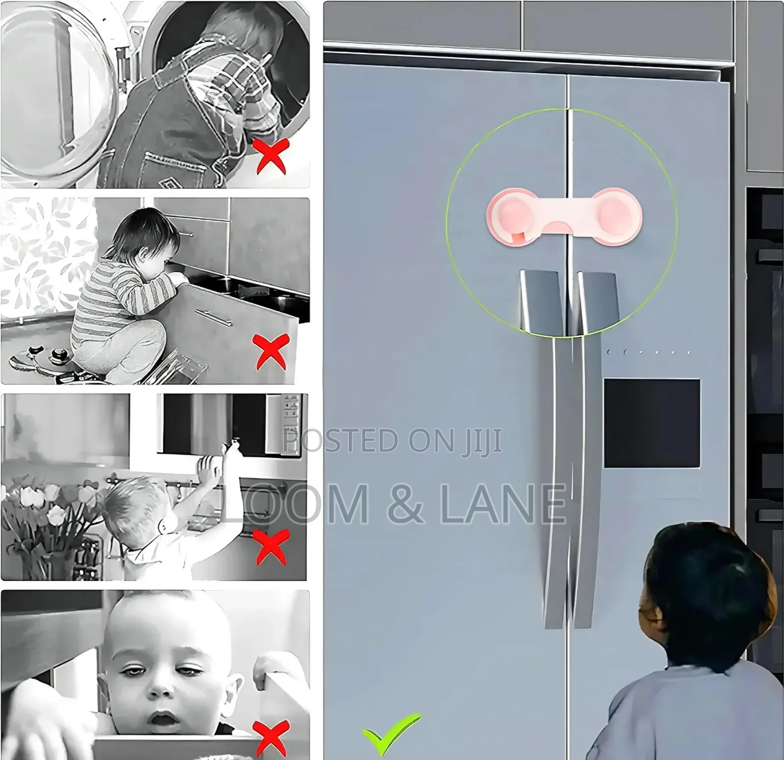 2pcs Child Safety Lock for Drawers, Doors and Cabinet Locking Latch