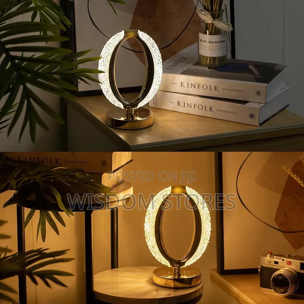Touch Control 3-Way Dimmable Oval Crystal Table Lamp