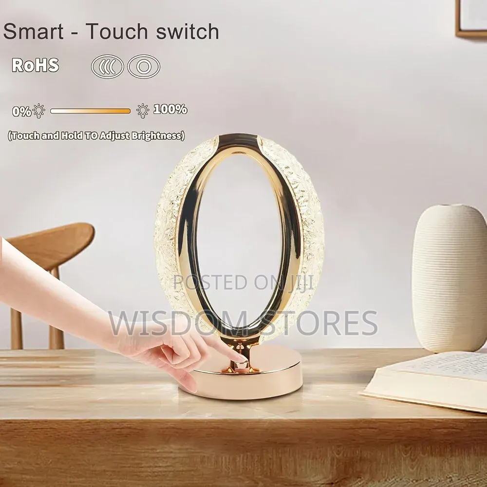 Touch Control 3-Way Dimmable Oval Crystal Table Lamp