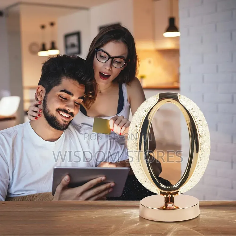 Touch Control 3-Way Dimmable Oval Crystal Table Lamp