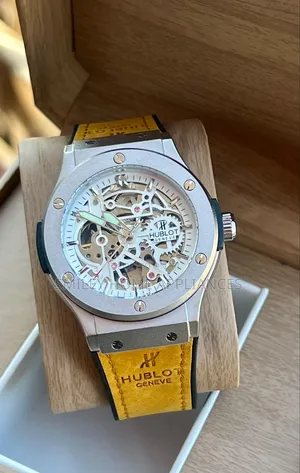 Genuine Leather Strapped Men's Mechanical Hublot Wrist Analog Watch