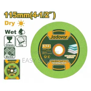 JADEVER Glass Cutting Disc 115mm Diameter, 22.2mm Arbor, Dry Cut