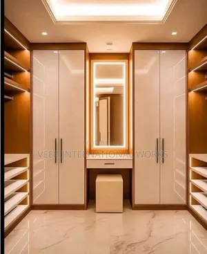 Morden Built-in Wardrobes With Dressing Table and Led Lights