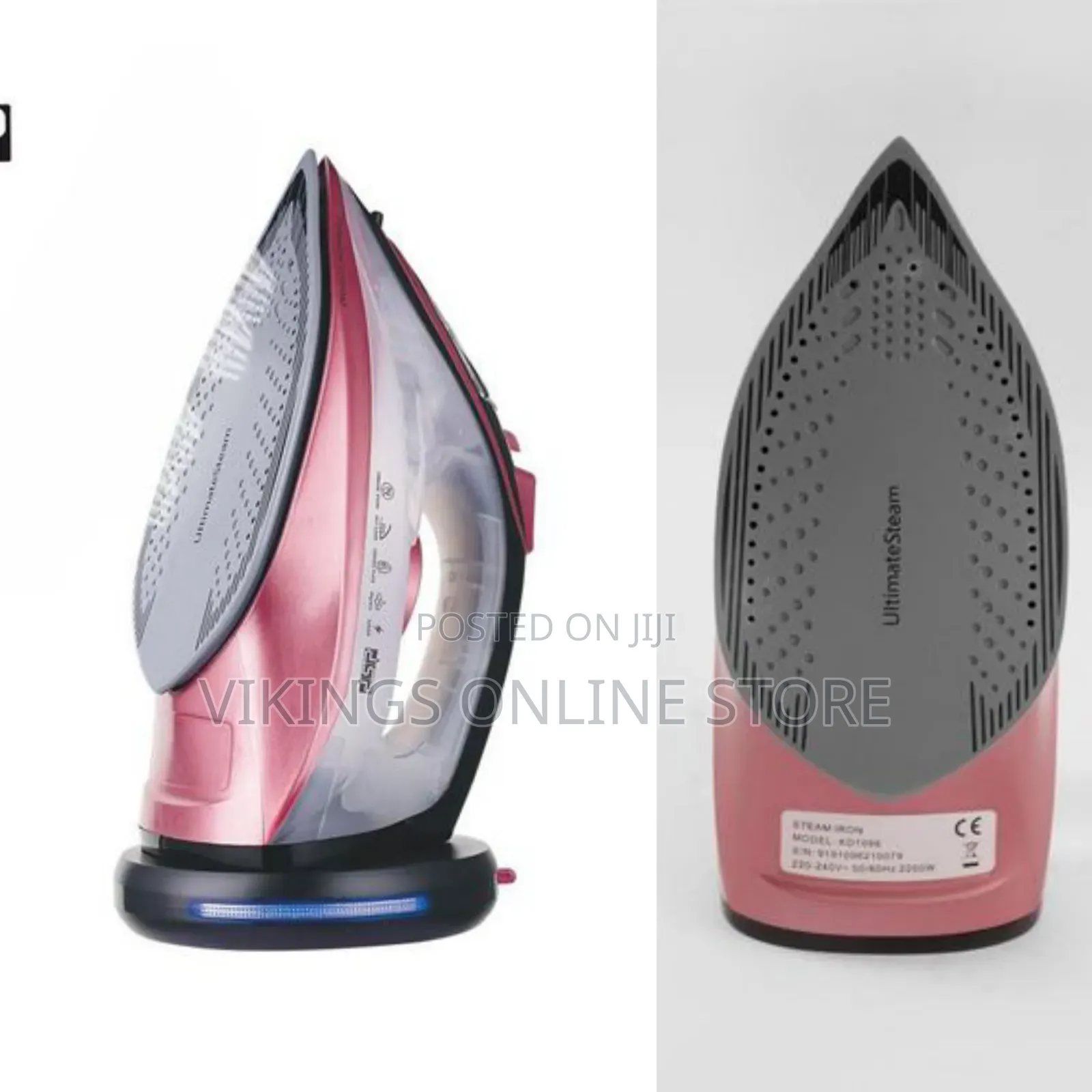 Pink Professional Cordless Steam Iron With a Rapid Charging Base