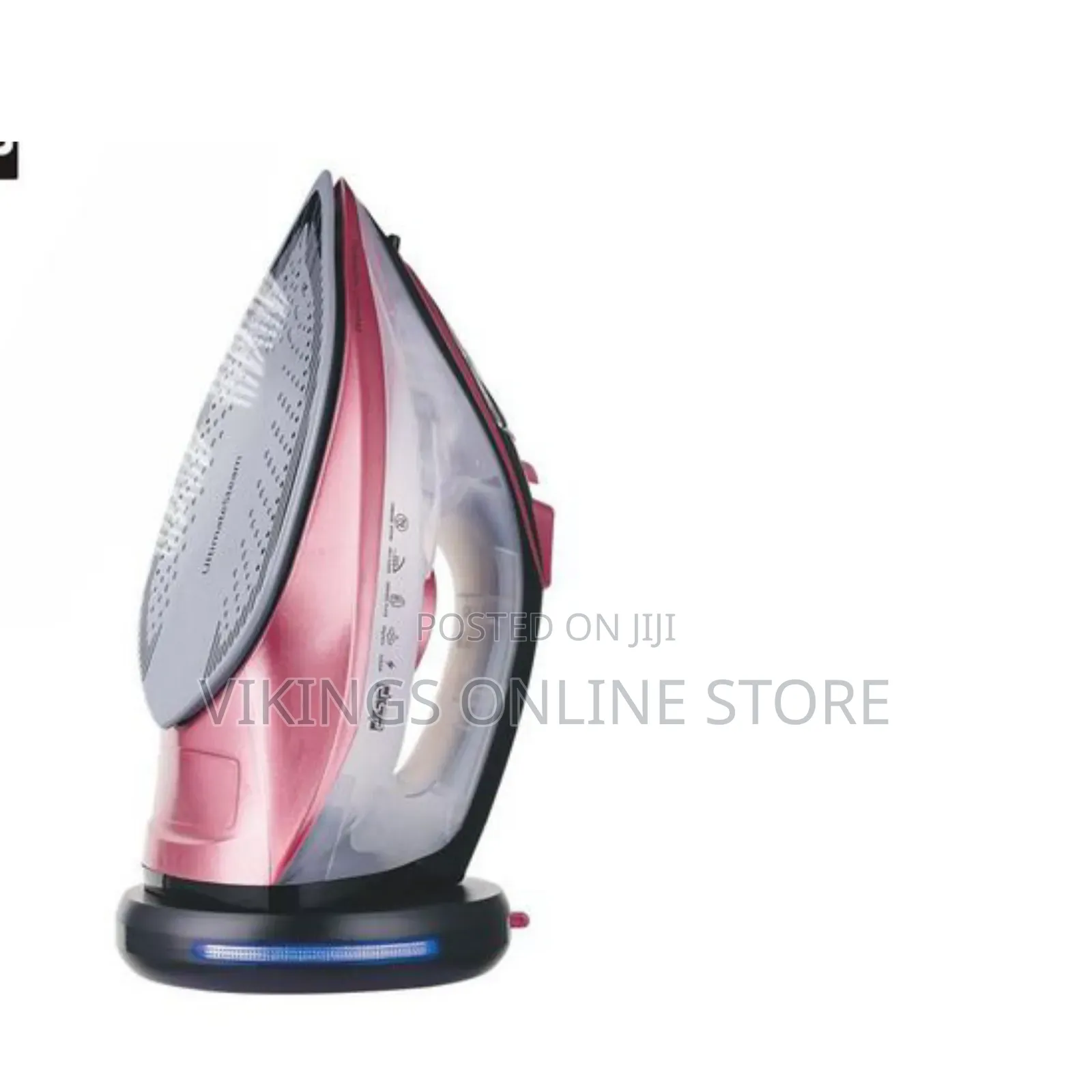 Pink Professional Cordless Steam Iron With a Rapid Charging Base