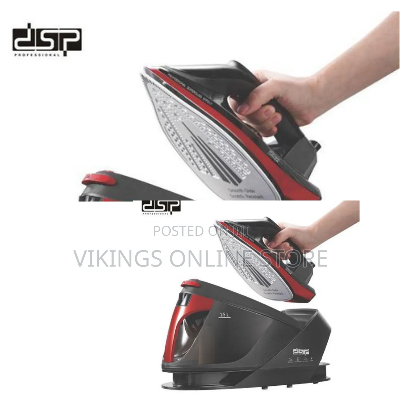 Professional Steam Generator Iron- Black and Red With Water Tank