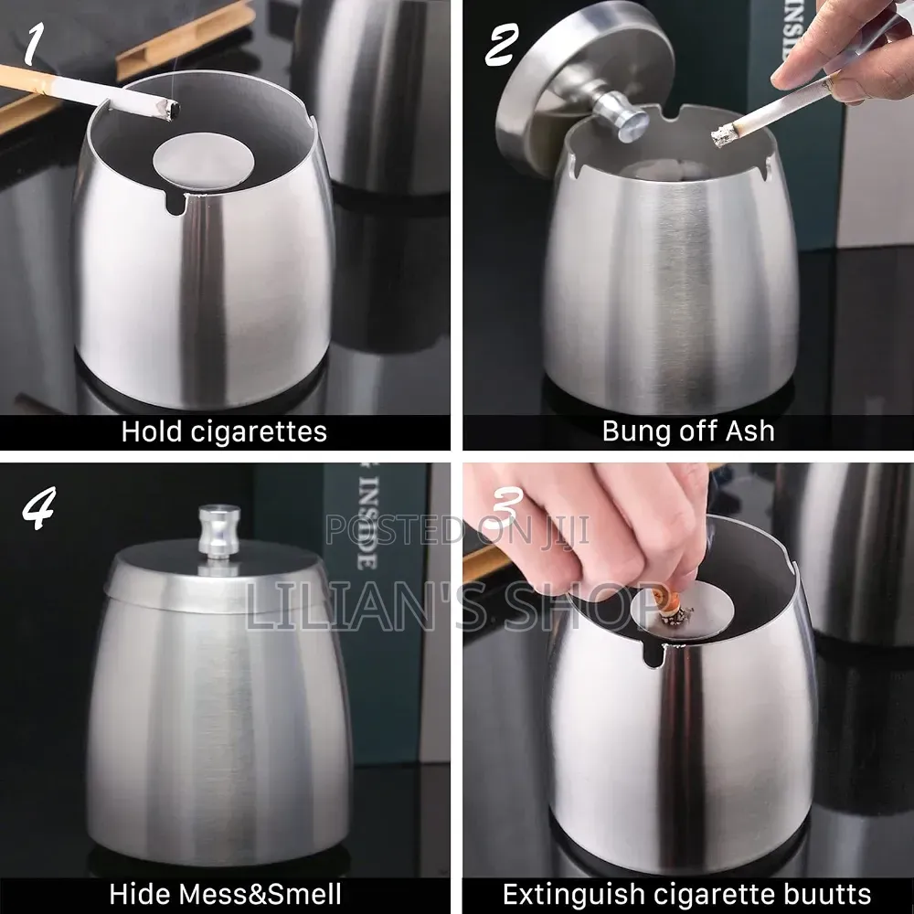Stainless Steel Windproof Ashtray for Cigarettes