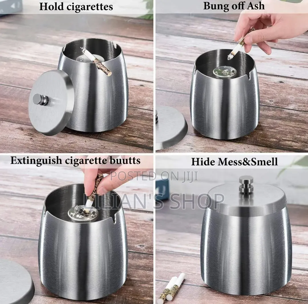 Stainless Steel Windproof Ashtray for Cigarettes