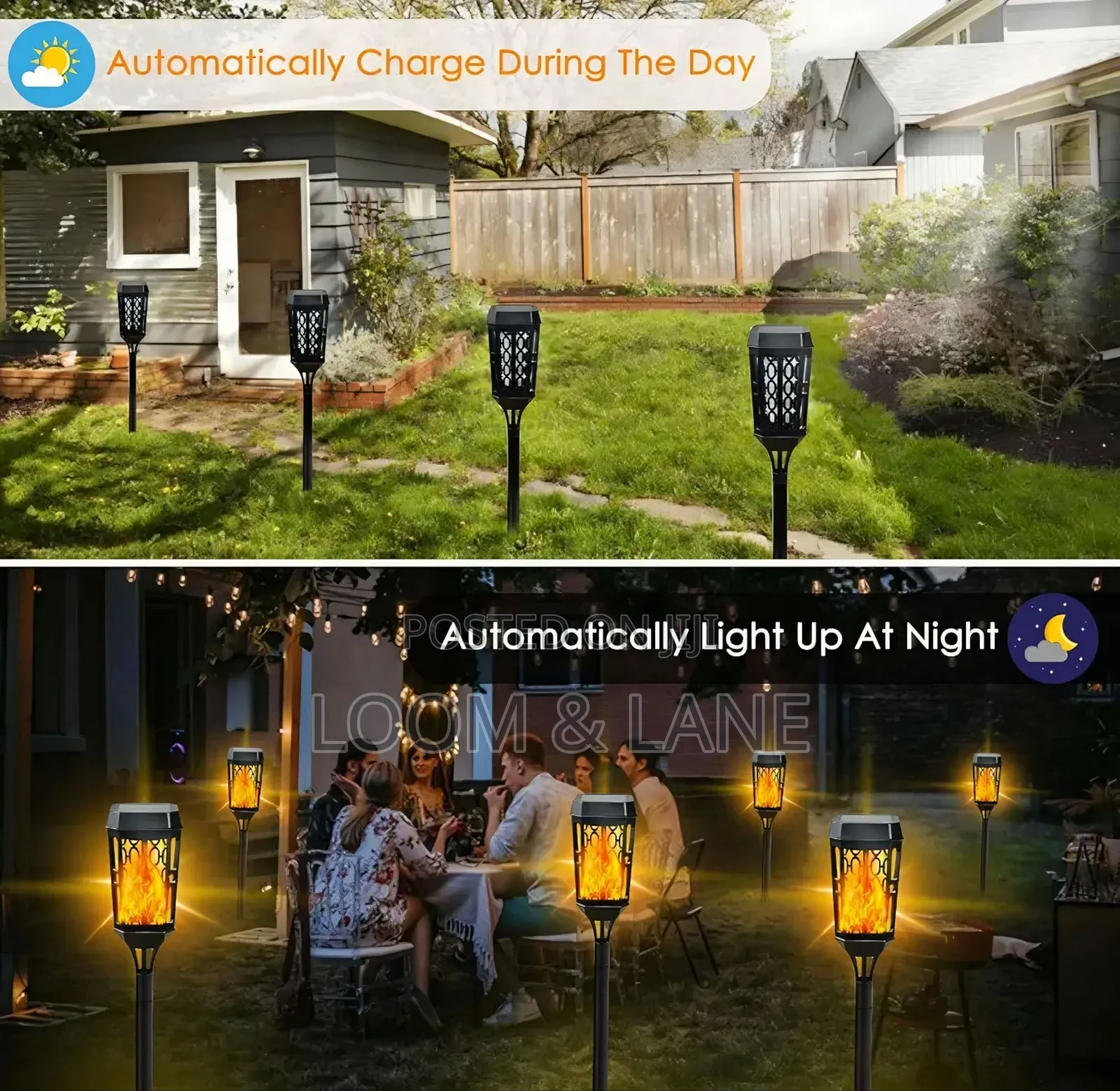 4pcs Solar-Powered LED Garden Torch Lights