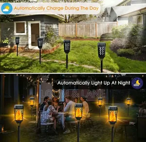 4pcs Solar-Powered LED Garden Torch Lights