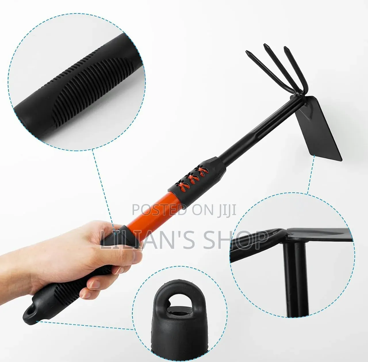 2-in-1 Garden Hoe and 3-Prong Hand Cultivator