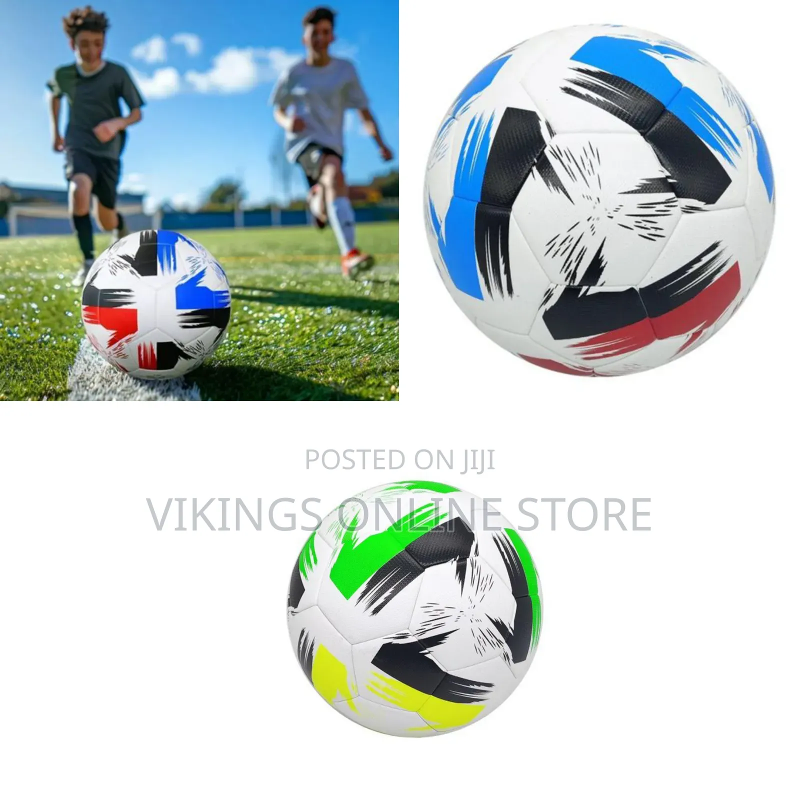 Standard Size 5 Soccer Ball With a White Base and Bold Abstract