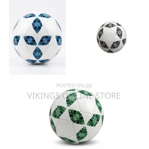 A Green Pattern Soccer Ball-a White Leather Cover With a Green