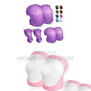 Pink and White Kids' Protective Knee Pads