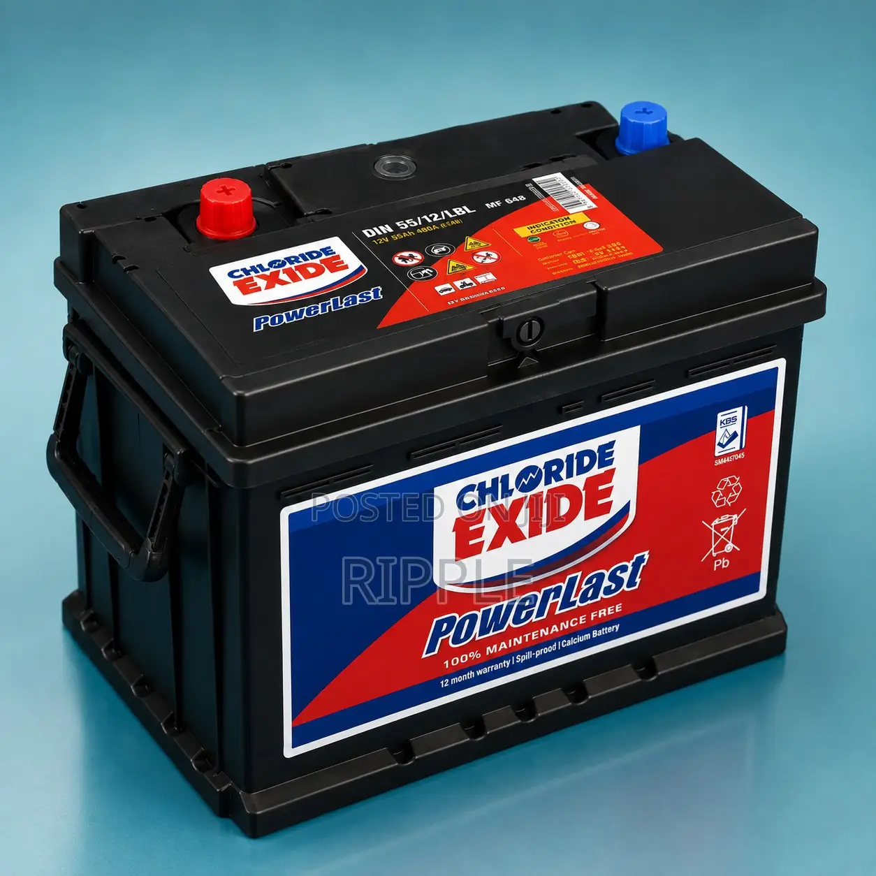 Chloride Exide PowerLast DIN55 12V Maintenance Free Car Battery