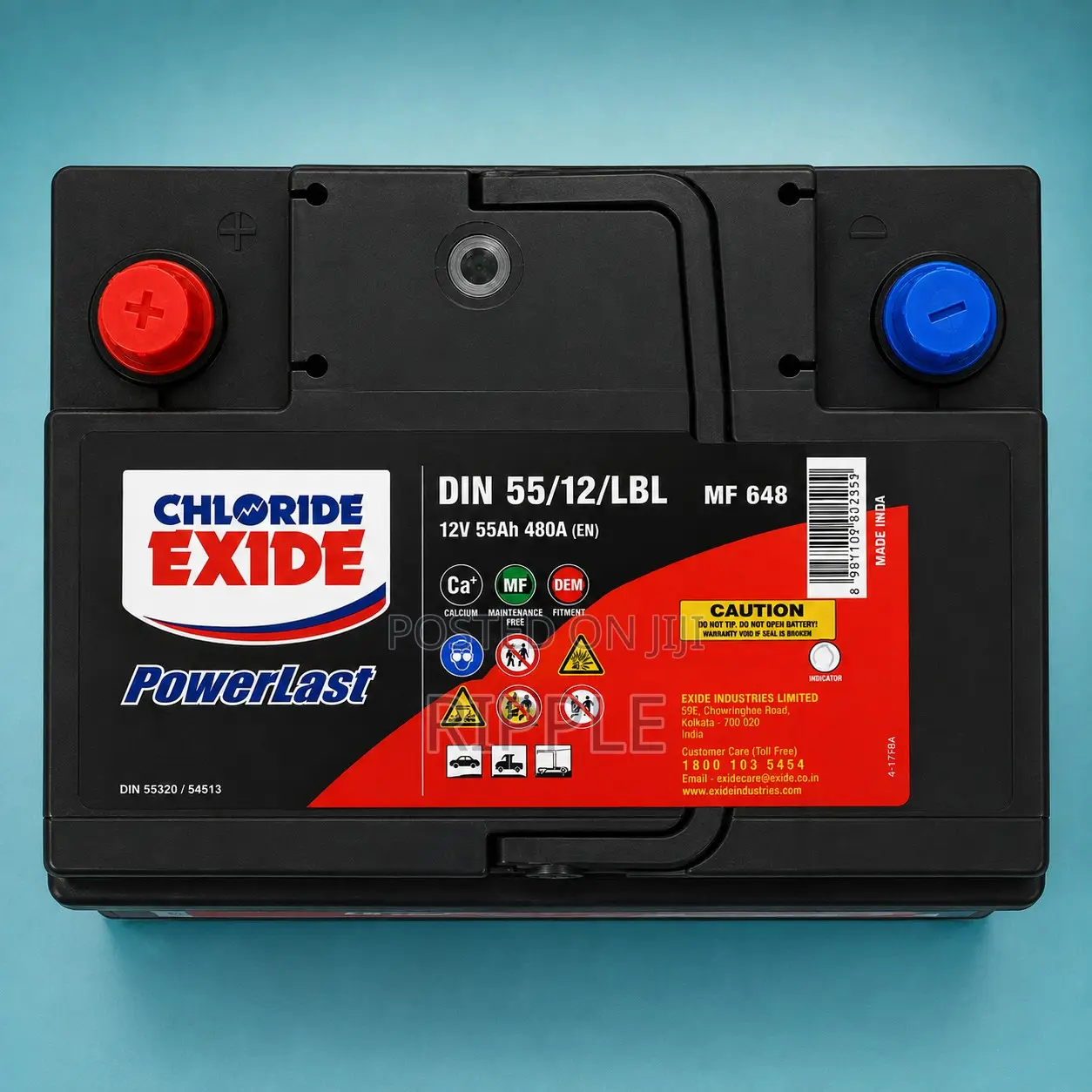 Chloride Exide PowerLast DIN55 12V Maintenance Free Car Battery