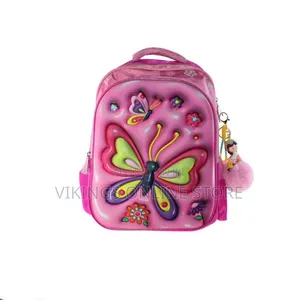 Pink 3D Cartoon Cat School Backpack Designed for Kids
