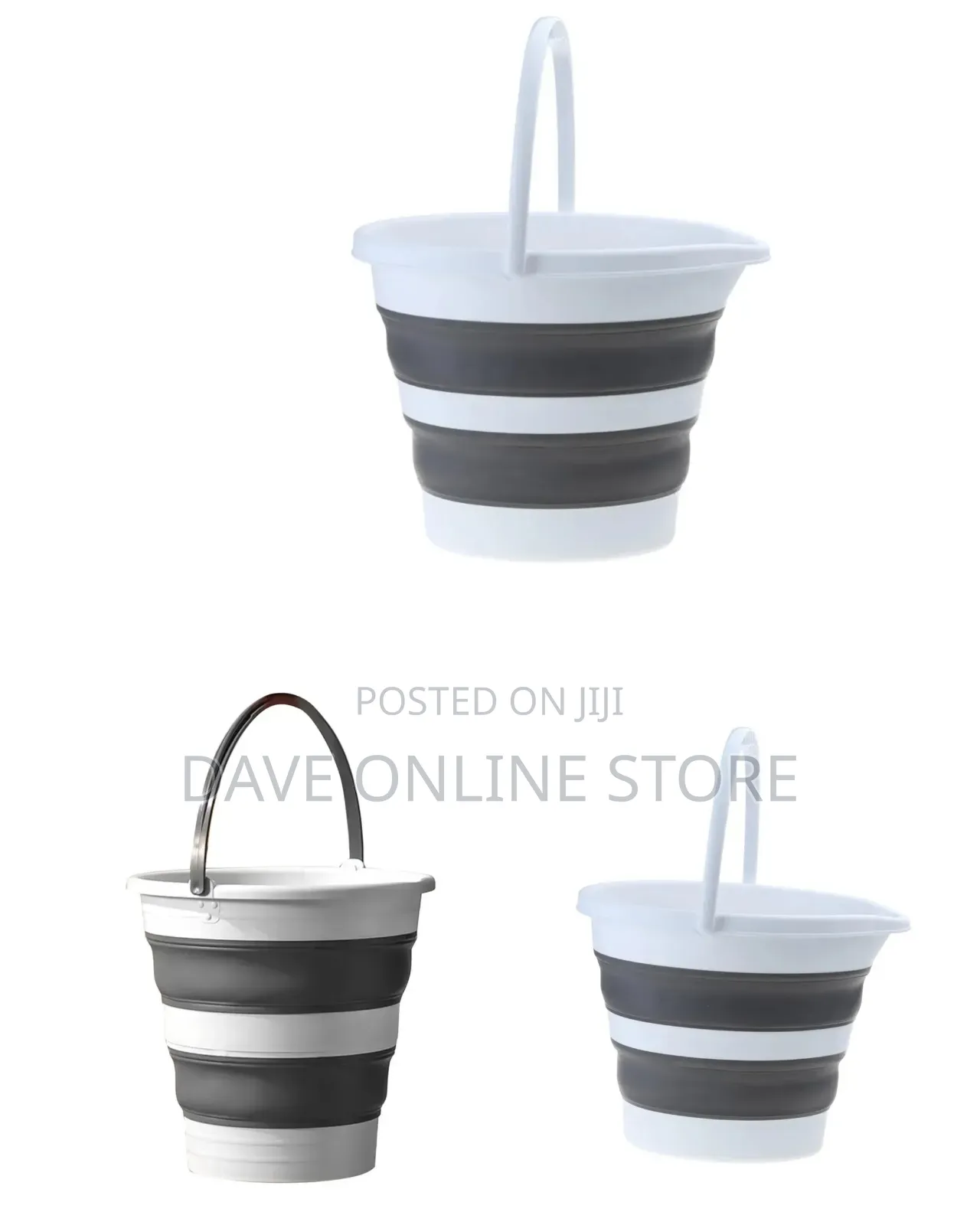 White and Gray Collapsible Round Water Bucket