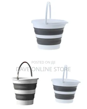 White and Gray Collapsible Round Water Bucket