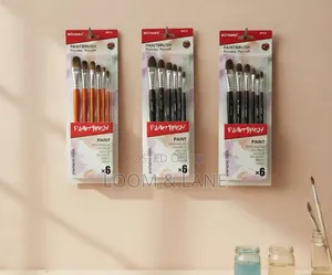 Motarro 6-Piece Black Synthetic Filbert Paintbrush Set
