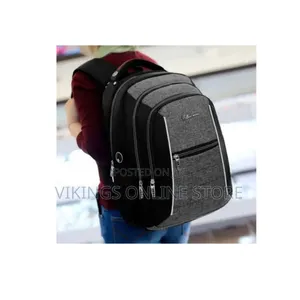 Gray-and-Black Multi-Compartment Anti-Theft Laptop Backpack