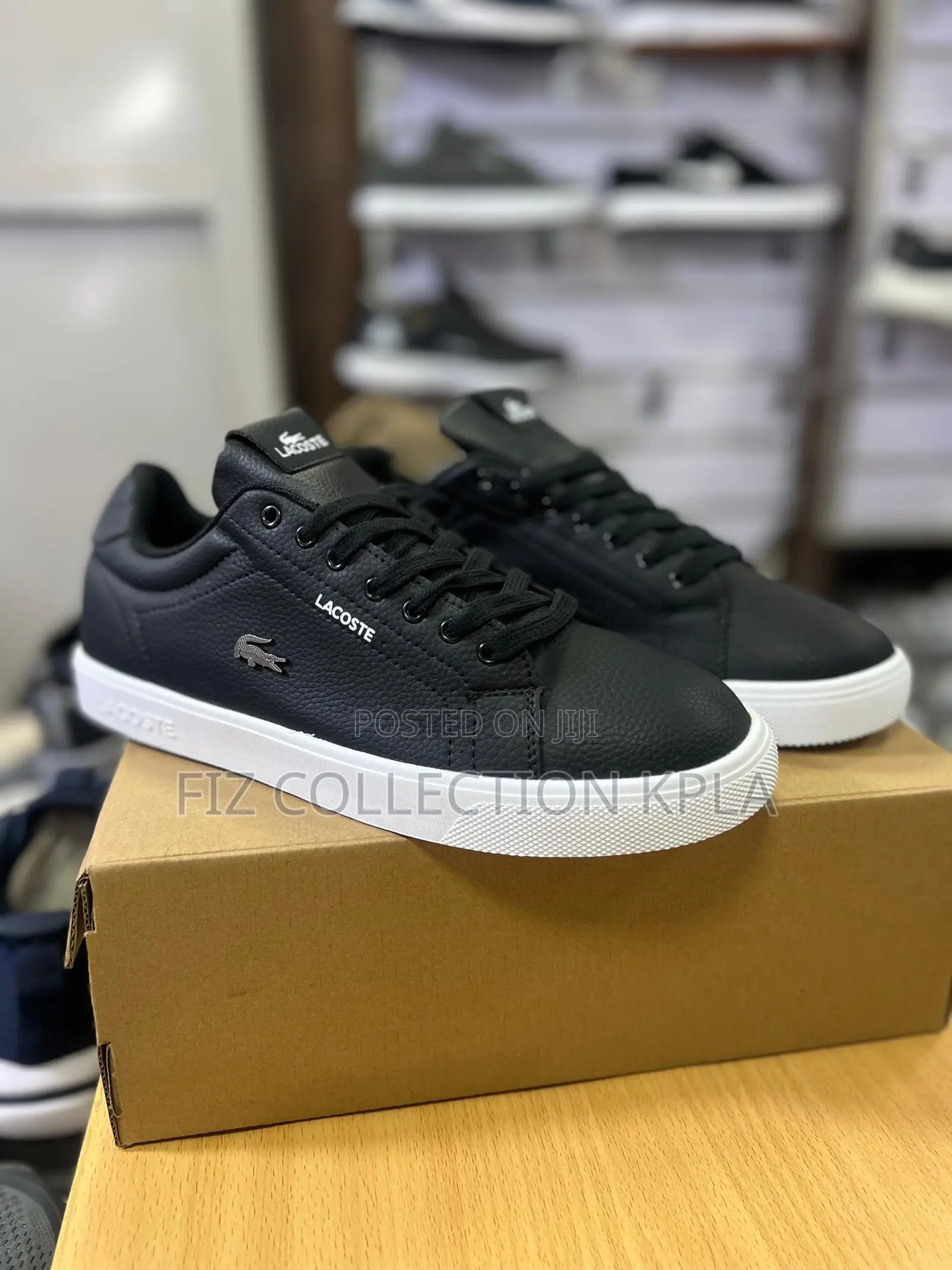 Original Lacoste Powercourt Black Leather Sneakers