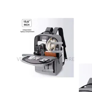 Multi-Compartment Gray 15.6-Inch Laptop Travel Backpack