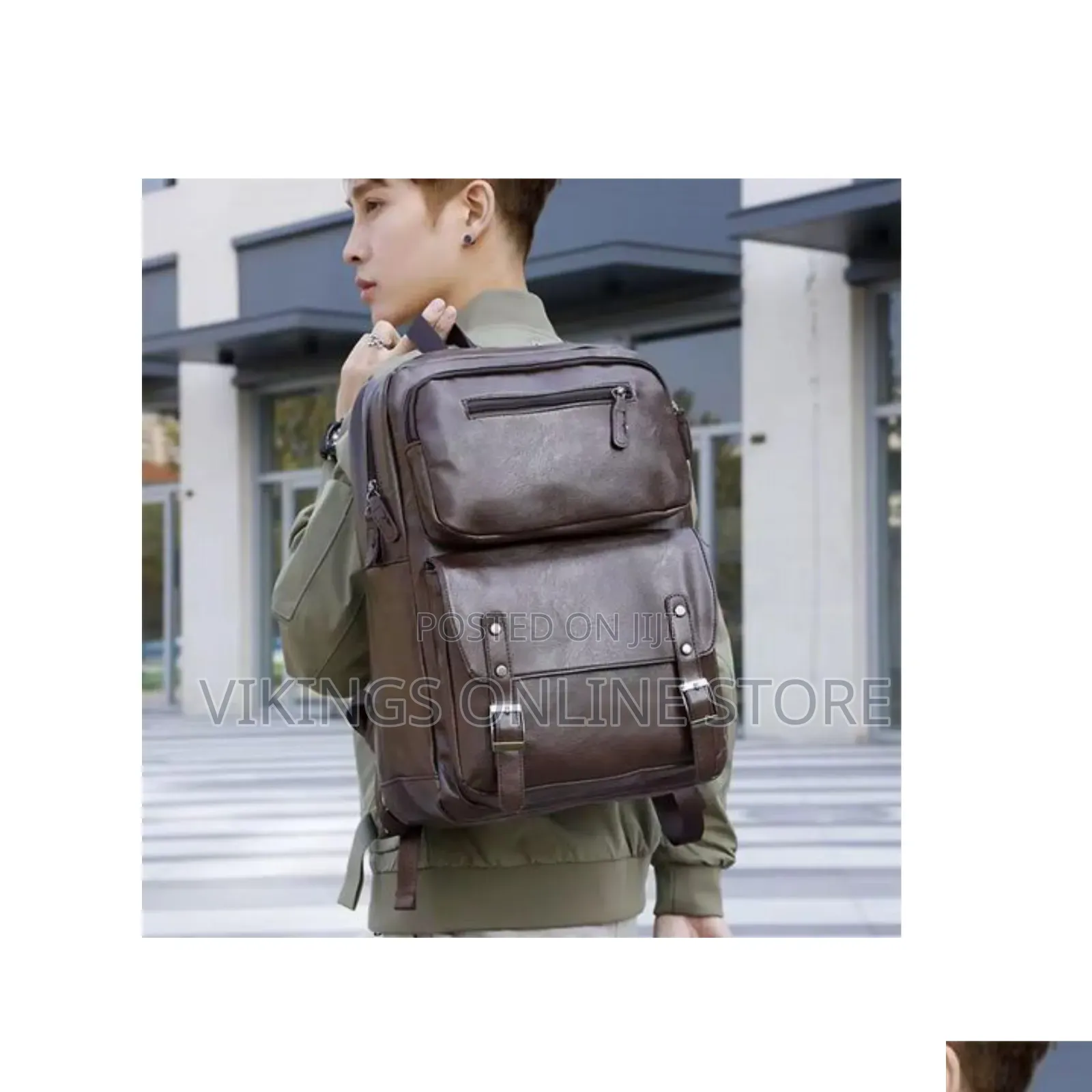 Men's Vintage PU Leather Business Commuter Backpack