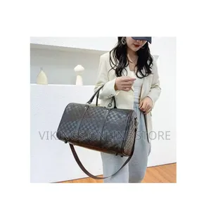 Black Checkered Travel Duffel Bag, Popular as a Weekender, Overnight