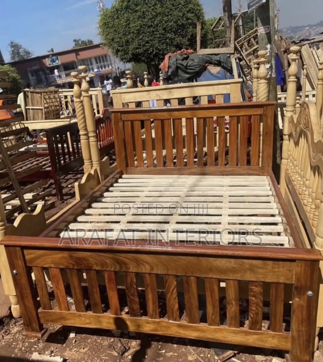 Solid Wood Platform Bed Frame With Matching Headboard and Footboard.