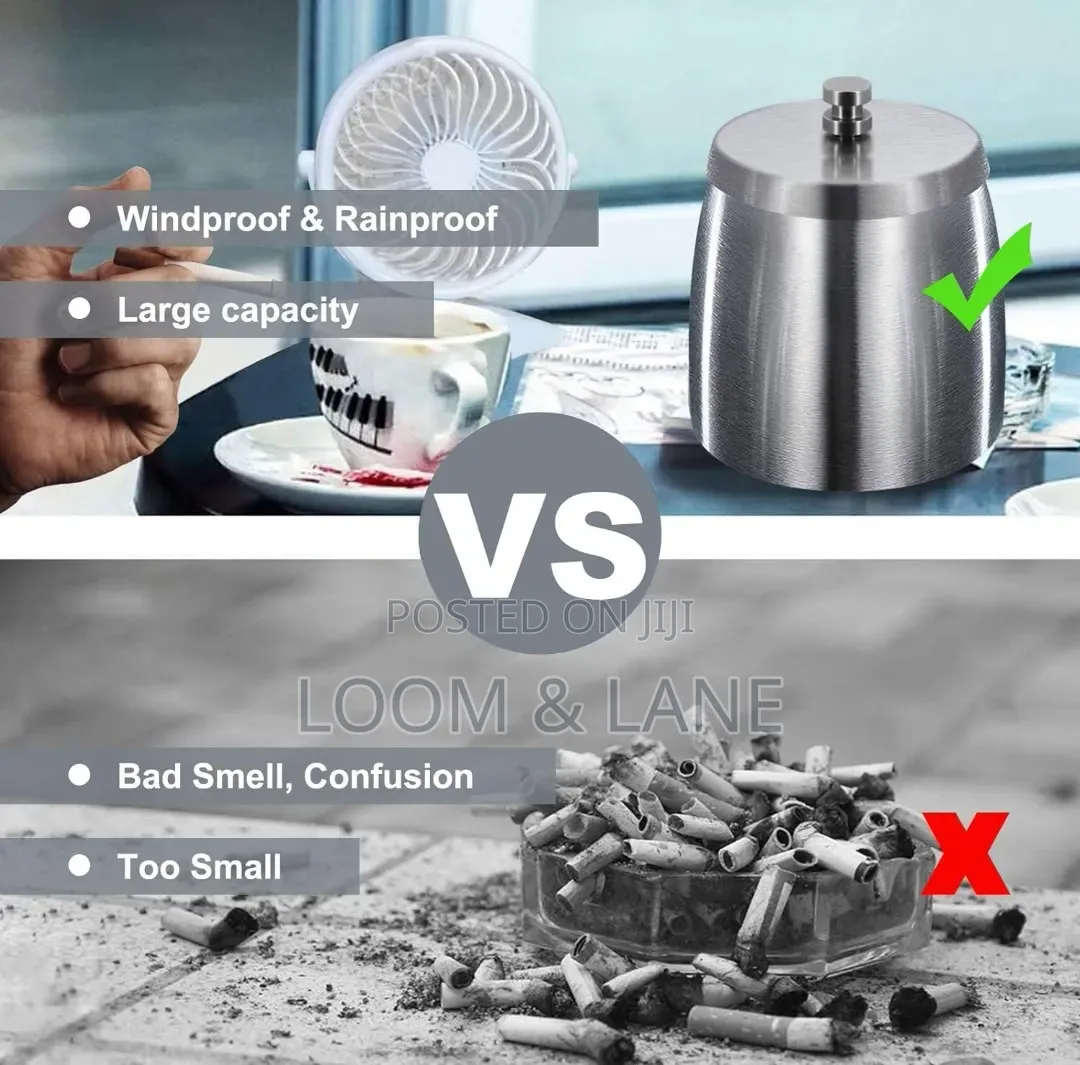 Stainless Steel Windproof Ashtray for Cigarettes