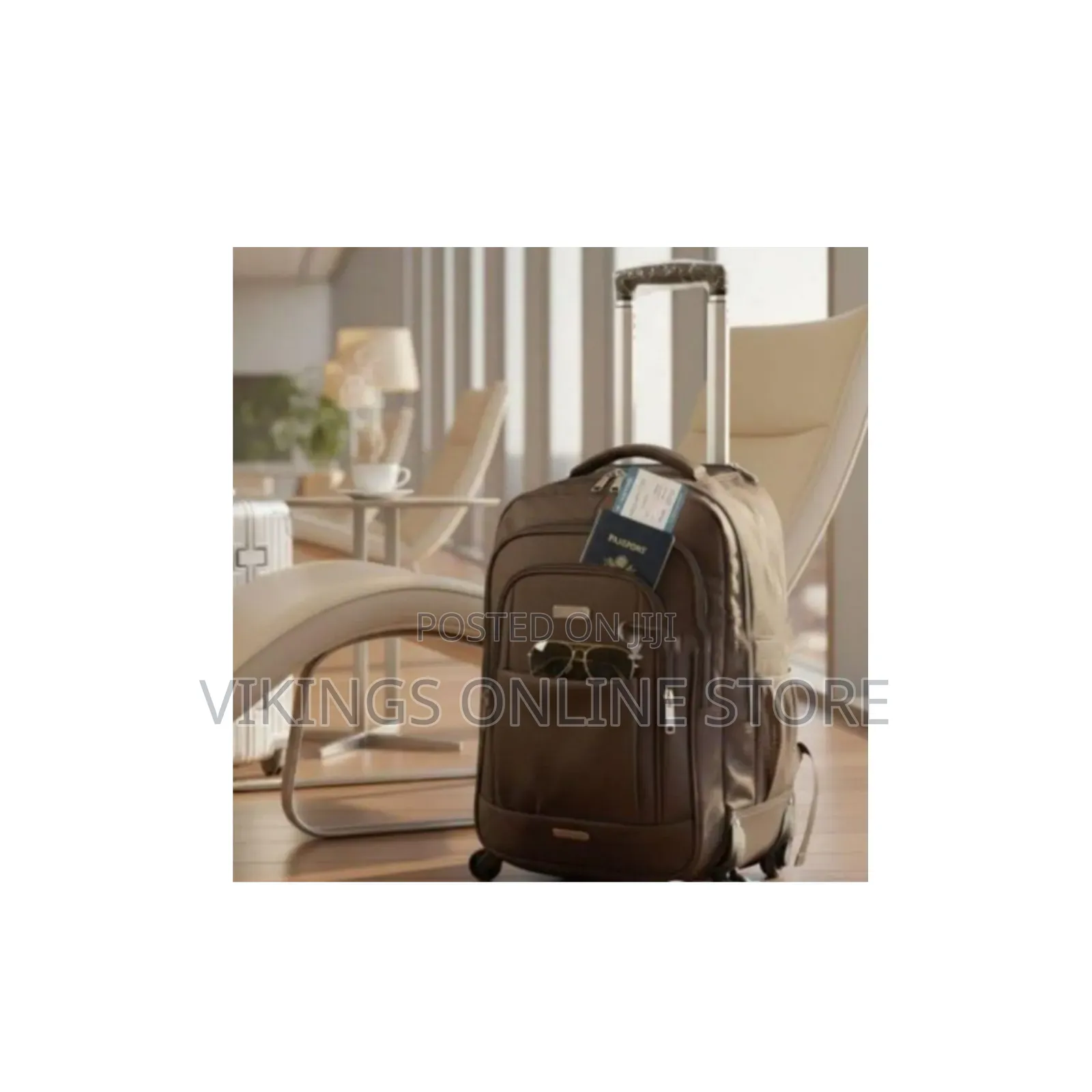 Rolling Travel Backpack With a Telescopic Handle, Multiple Zippered