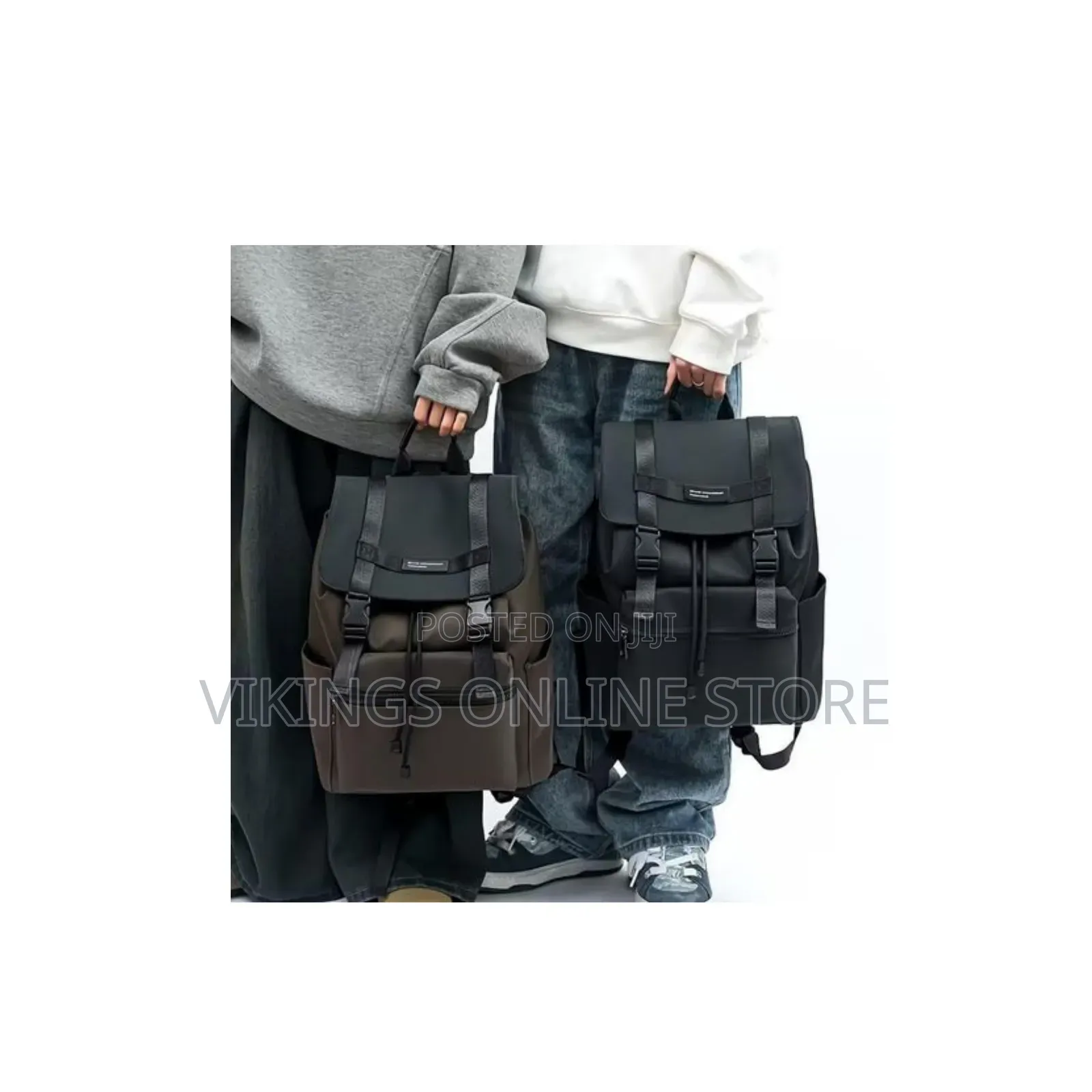 Chocolate Brown and Black Unisex Flap Backpack