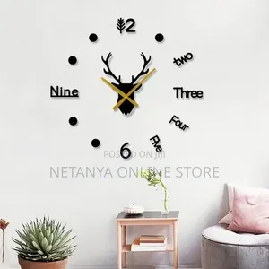 Deer Head Modern 3D DIY Wall Clock