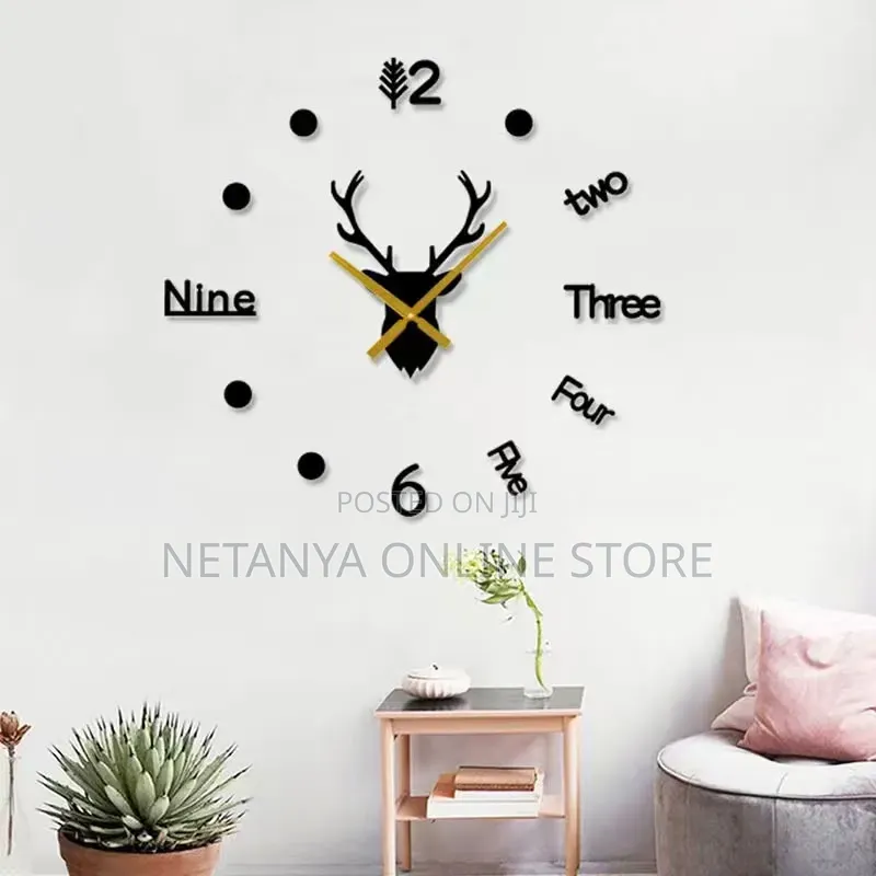 Deer Head Modern 3D DIY Wall Clock