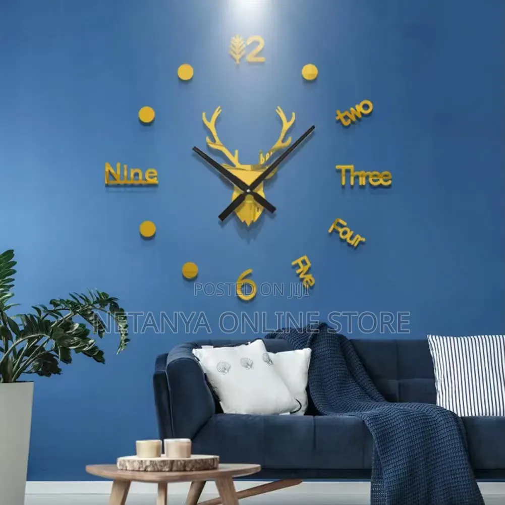 Deer Head Modern 3D DIY Wall Clock