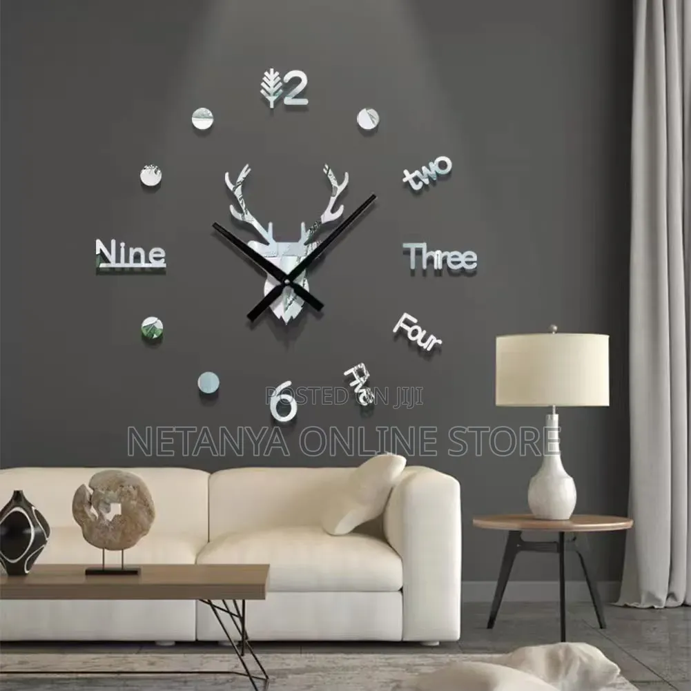 Deer Head Modern 3D DIY Wall Clock