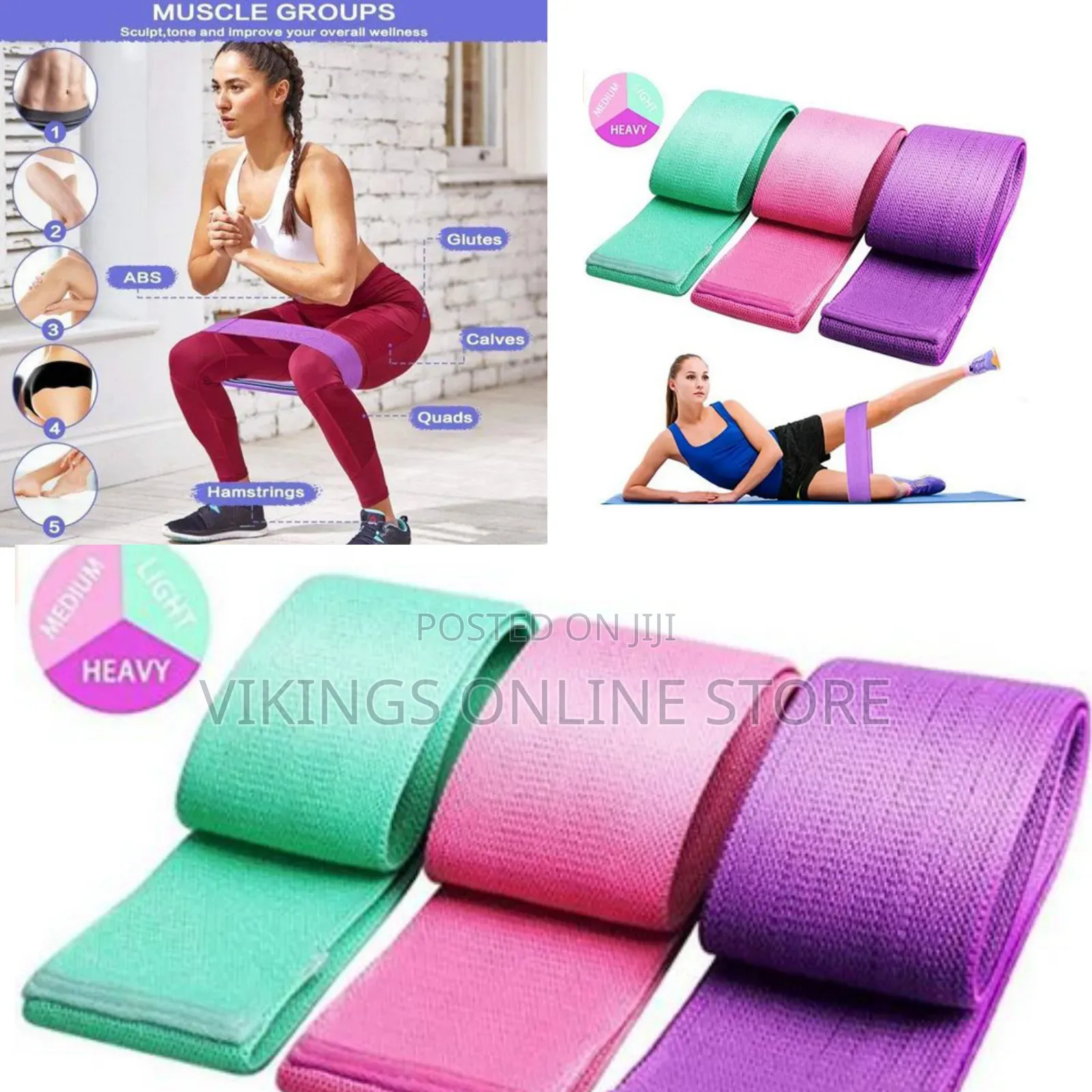 Fabric Resistance Loops, Thick, Elastic Bands for Lower Body Exercise