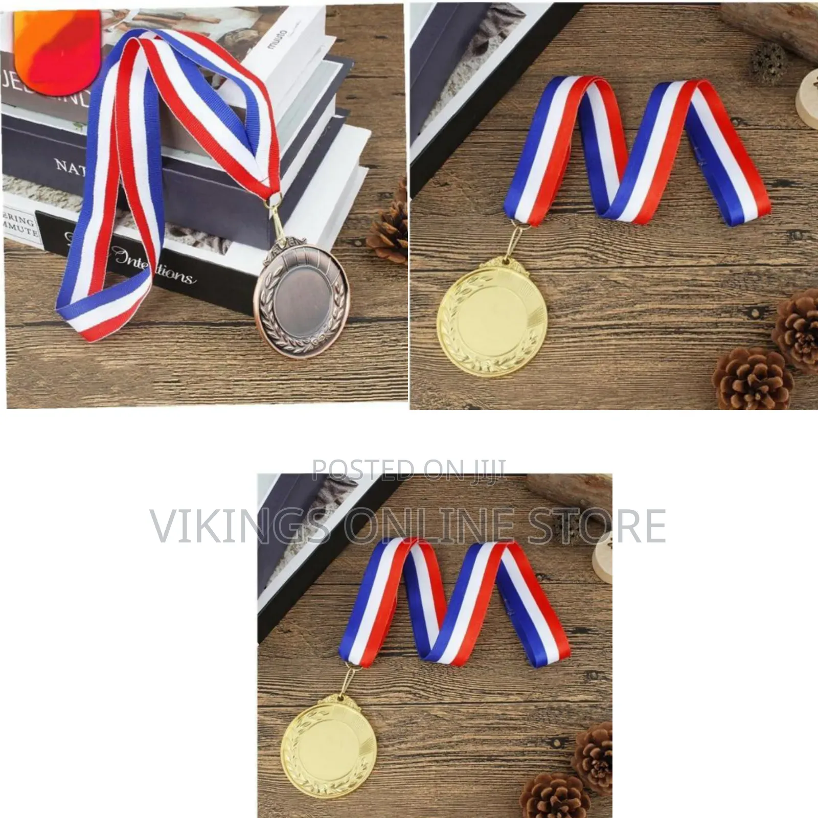 Blank Metal Award Medals With a Wheat Pattern Border
