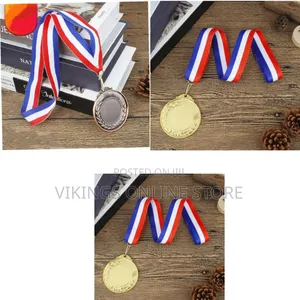 Blank Metal Award Medals With a Wheat Pattern Border